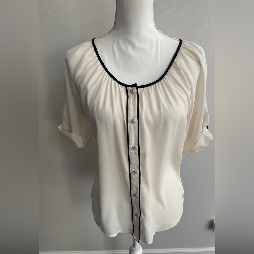 Express Cream Blouse with Black Accents